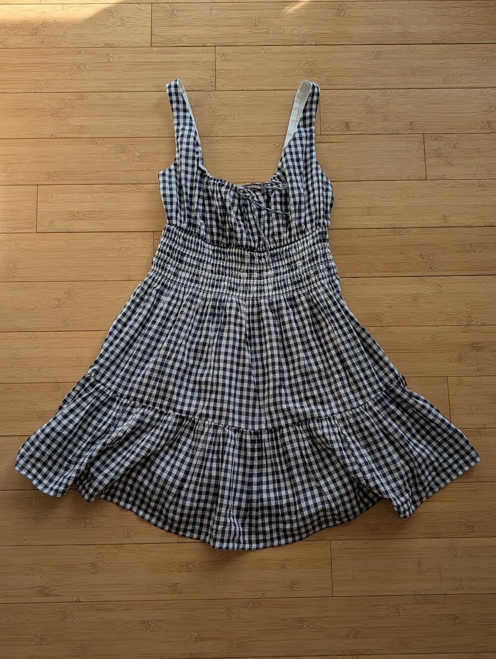 Abercrombie & Fitch Black and White Gingham Smocked Mini Dress - Picture 2 of 9